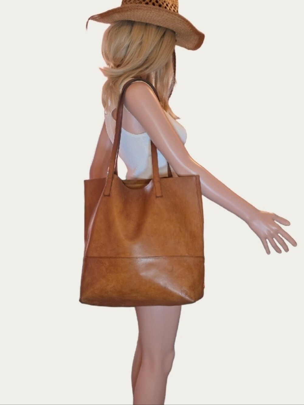 Authentic ABLE Fashionable Mamuye Classic Slouchy Distressed Cognac Tote